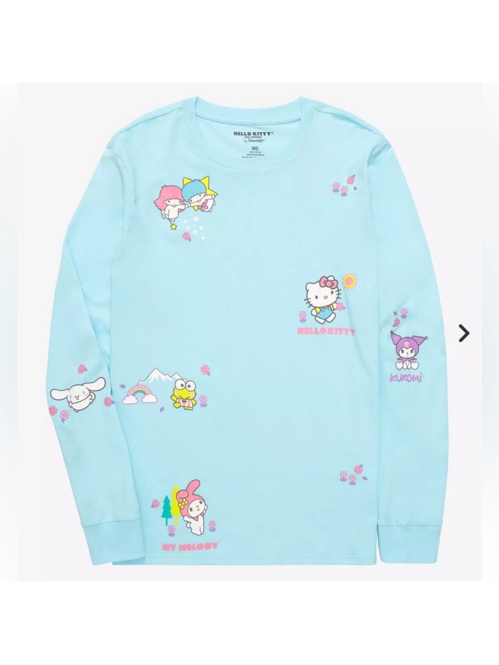 Sanrio Light Blue Long Sleeve Tee with Hello Kitty & Friends